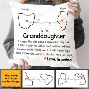 Nana Granddaughter Long Distance Hug This Drawing Pillow Cover