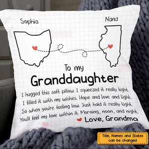 Nana Granddaughter Long Distance Hug This Drawing Pillow Cover