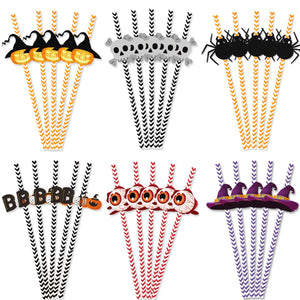 24pcs Halloween Paper Straws Drinking Straws