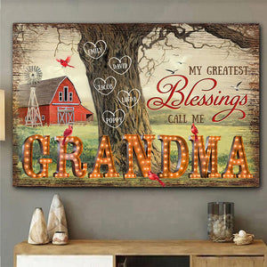 Grandma's Blessings - Personalized Poster Canvas Print