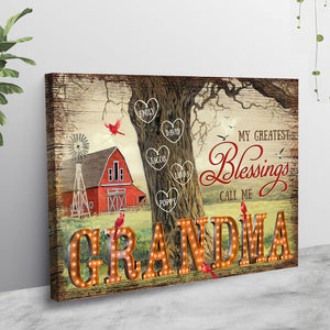 Grandma's Blessings - Personalized Poster Canvas Print