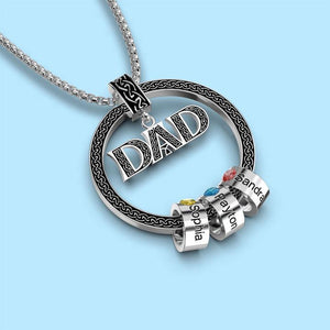 To My Dad-Personalized Circle Pendant with Custom Beads Birthstone Pendant Necklace