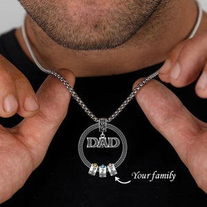 To My Dad-Personalized Circle Pendant with Custom Beads Birthstone Pendant Necklace