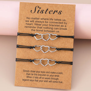 Sister Hollow Heart Bracelets For 3