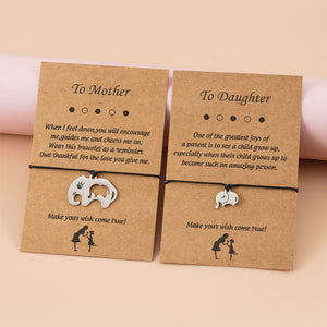 To Mother & Daughter Elephant Card Bracelets