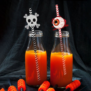 24pcs Halloween Paper Straws Drinking Straws