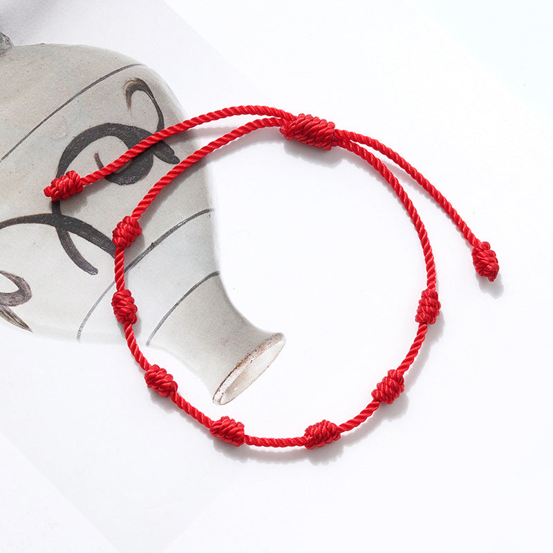 7 Knot Red Hand-woven Lucky Bracelet