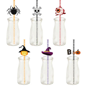 24pcs Halloween Paper Straws Drinking Straws