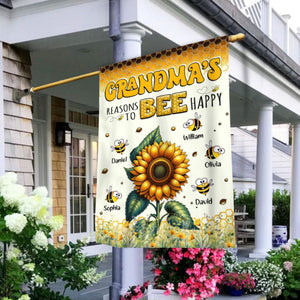 Personalized Sunflower Flag Gift For Grandma Auntie Mom - Reasons To Bee Happy