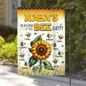 Personalized Sunflower Flag Gift For Grandma Auntie Mom - Reasons To Bee Happy