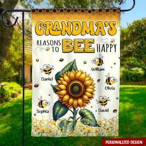 Personalized Sunflower Flag Gift For Grandma Auntie Mom - Reasons To Bee Happy