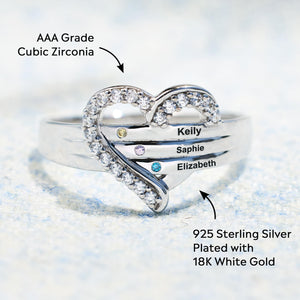 Personalized Birthstones Heart Ring Gift For Mother/Grandma