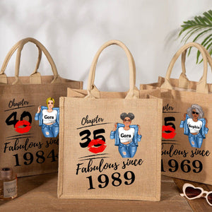 Fabulous Since - Personalized Jute Tote Bag - Birthday Loving Gift