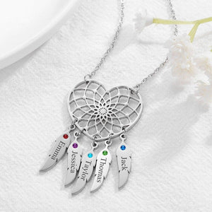 Personalized Dream Catcher Necklace With Birthstones Custom Name Necklace Gifts For Her