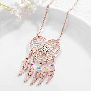 Personalized Dream Catcher Necklace With Birthstones Custom Name Necklace Gifts For Her