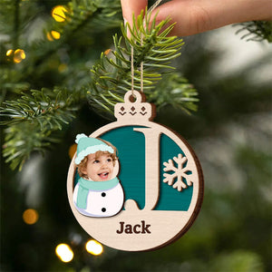 Christmas Snowman Monogram - Personalized 2-Layered Wooden Ornament