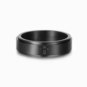 For Son-Cross Fidget Ring Anxiety Spinning Ring "Pray Through It"