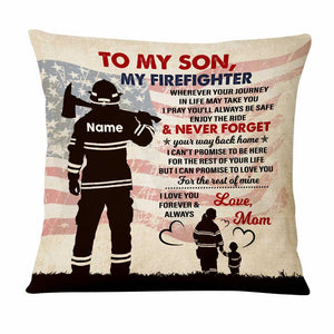 Personalized Firefighter Mom Grandma Dad Grandpa To Son Grandson Pillow