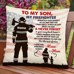 Personalized Firefighter Mom Grandma Dad Grandpa To Son Grandson Pillow