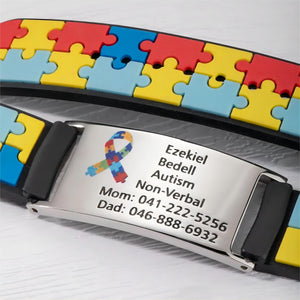 Personalized Children's Autism Awareness Medical Alert Engraved Bracelet