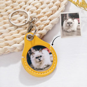 Personalized Custom Pet Photo Leather Keychain Gift for Pet Lover/Owner