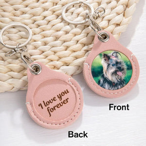 Personalized Custom Pet Photo Leather Keychain Gift for Pet Lover/Owner