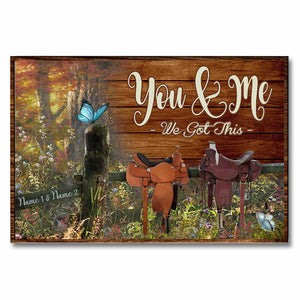 And So Together We Built A Life We Love Horse Saddle - Personalized Couple Poster Canvas Print