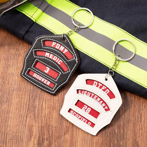 Personalized Leather Firefighter Helmet Shield Keychain