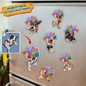 Personalized Photo Fridge Magnet-Fly With Bubbles- For Dog Lover