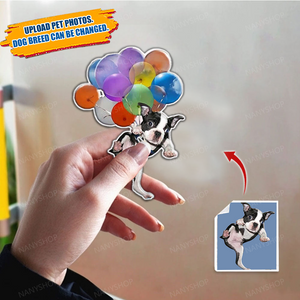 Personalized Photo Fridge Magnet-Fly With Bubbles- For Dog Lover