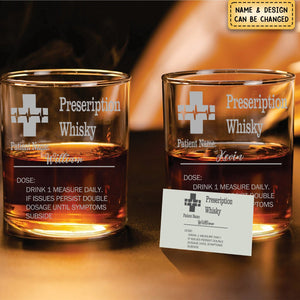 Personalized Funny Prescription Whisky Glasses Engraved Name Father's Day Gift for Grandpa Dad