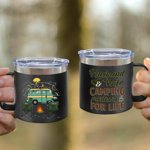 Happiness Is Making Memories With Those You Love - Camping Personalized Custom 14oz Stainless Steel Tumbler With Handle