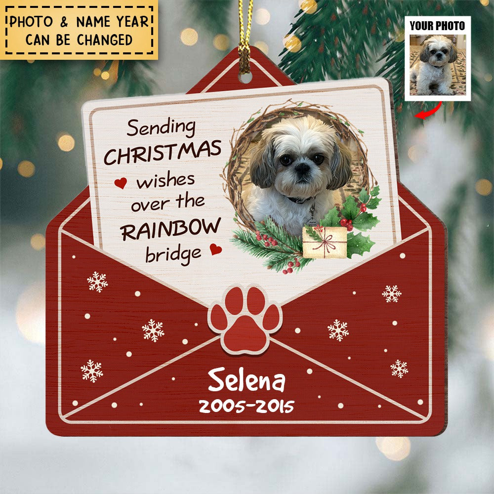 Sending Christmas Wishes Over The Rainbow Bridge Christmas Gift For Dog Lovers Personalized Acrylic Ornament