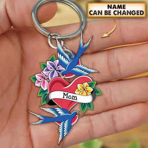 Personalized Bird Heart Memorial Gift Keychain