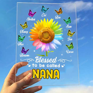 Personalized Blessed Butterfly Sunflower Mom Grandma Acrylic Plaque-Gift For Mom, Grandma