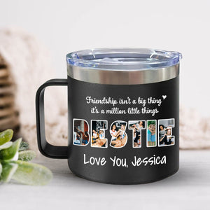 Gift For Sister/Friend/BFF/Bestie/Cousins - Personalized 14oz Stainless Steel Tumbler With Handle