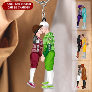 Personalized Acrylic Custom ShapeOrnament-Couple Gift-Baseball Couple Keychain