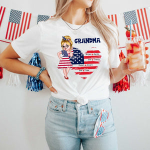 Sweetheart Grandkids Grandma - 4th Of July Independence Day -  Personalized T-shirt