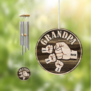 Personalized Grandpa Dad kids Hands Fist Bump Wind Chimes