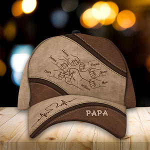 Personalized Outline Fist Bump Daddy Grandpa Classic Cap