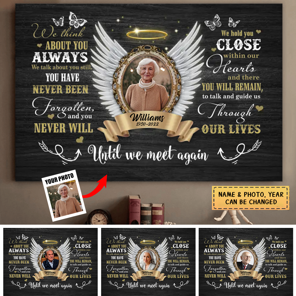 Personalized Memorial Gifts Angel Wings Until We Meet Again Dem Canvas/ Poster