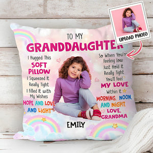 Personalized Gift For Grandson/Granddaughter Photo Hug This Pillow