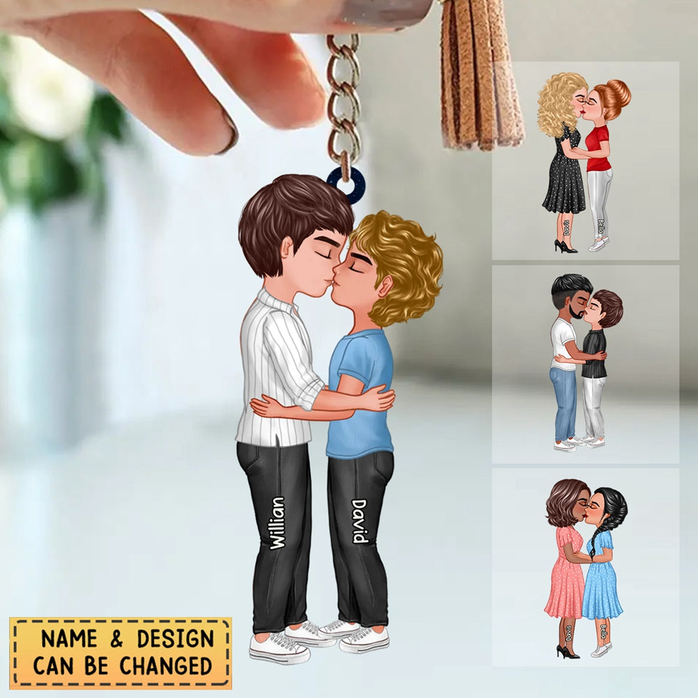 Couple Kissing Standing Valentine's Day Gift Personalized Keychain