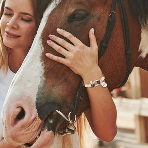 Personalized Equestrian Horsebit Leather Bracelet with Name Horse Lovers Jewelry