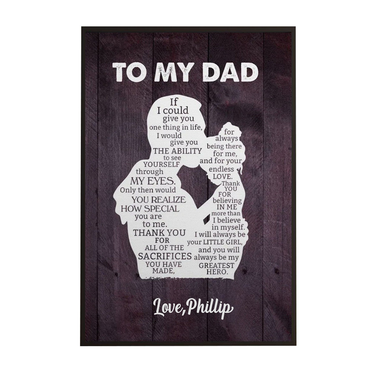 Personalized Gift For Dad From Daughter "My Greatest Hero" Premium Canvas