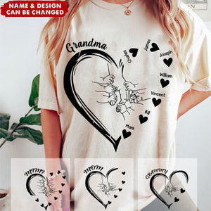 Personalized Mama And Kid Hands Heart Pure cotton T-shirt