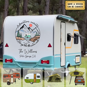 Adventure Awaits - Personalized Decal, Gift For Camping Lovers