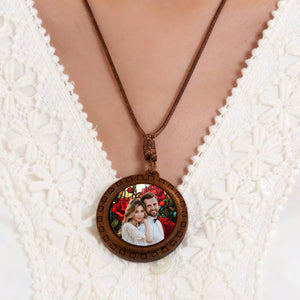 Custom Photo Stained Glass Background Personalized Wooden Necklace