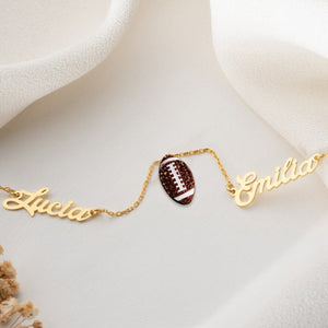 Personalized Football Team Name & Football Charm Necklace