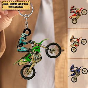 Personalized Motocross Acrylic Keychain Dirt Bike Garage, Vintage Gift Motocross Lovers